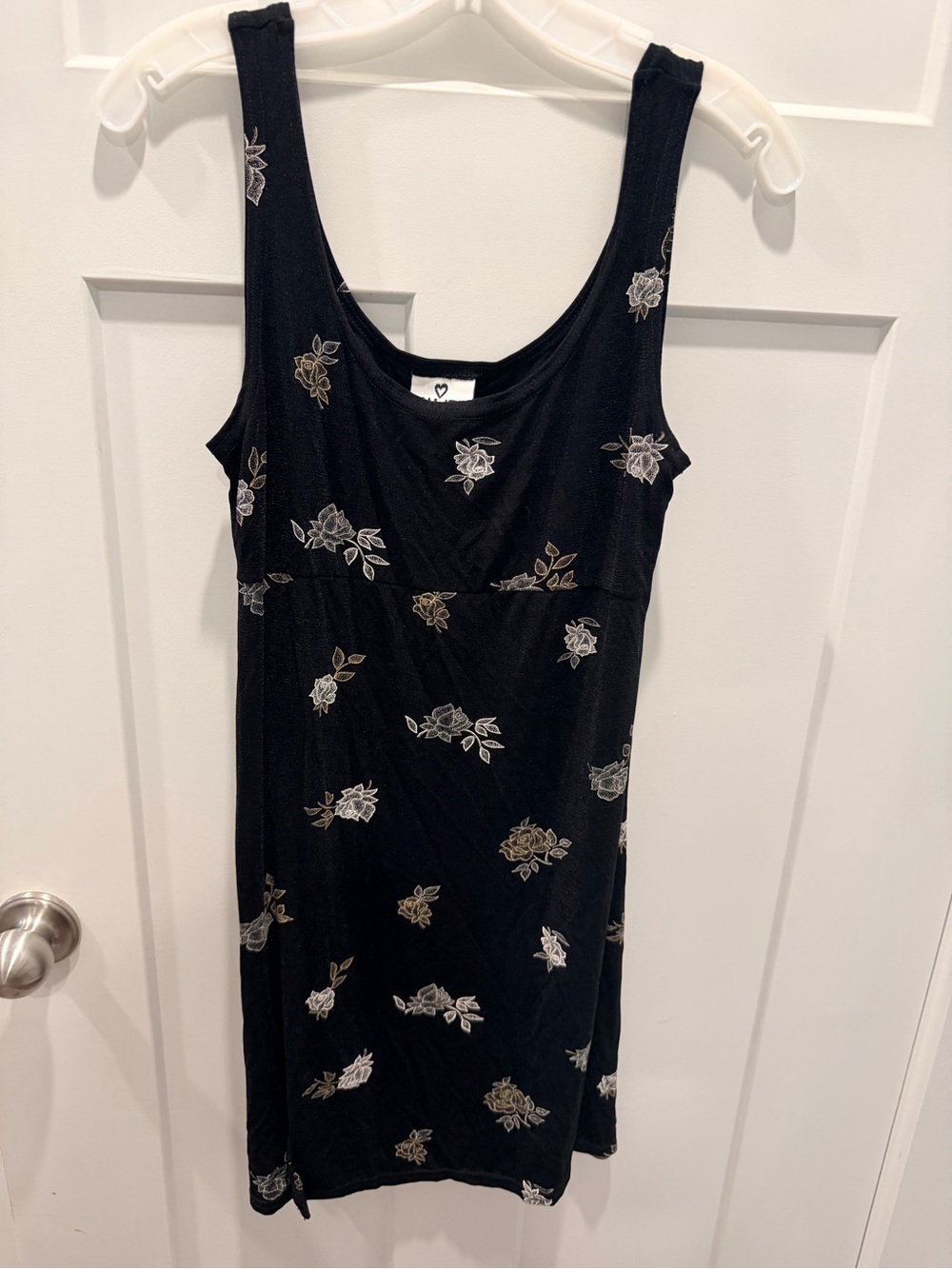 Jalate Black Floral Tank Dress Medium Sleeveless Stretch Casual Summer Dress